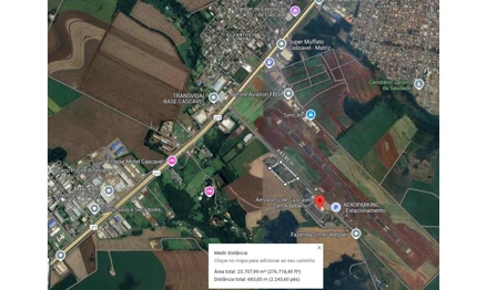 Terreno em Cascavel, , ESTRADA AEROPORTO - AV. ITELO WEBER, PR. Área: 25704.95m2