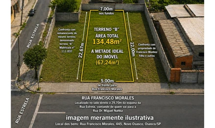 Área rural em Osasco, Novo Osasco, Rua Francisco Morales, 445, Novo Osasco, Osasco/SP, SP. Área: 134.48m2