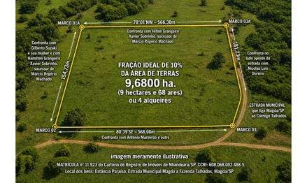 Área rural em Magda, , Estância Paraíso S/N, Estrada Municipal Magda a Fazenda Talhados, SP. Área: 96800m2