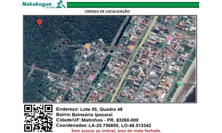 Terreno urbano em Matinhos, Balneário Ipacarai, Rua 09, Lote 05, Quadra 48, Balneário Ipacarai, PR. Área: 330m2