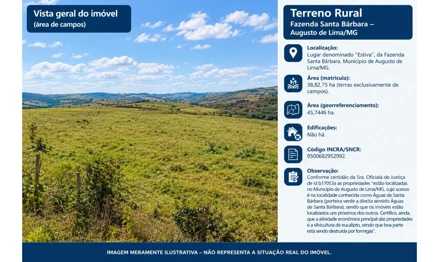 Área rural em Augusto de Lima, null, Lugar denominado “Estiva”, da Fazenda Santa Bárbara,, MG. Área: nullm2